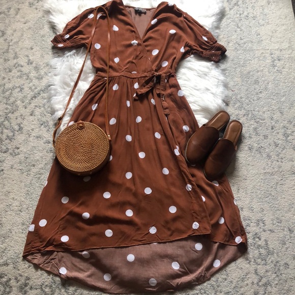 Red Dress Boutique Dresses & Skirts - Cutie polka dot wrap tie midi dress✨modest, perfect for church, teaching...